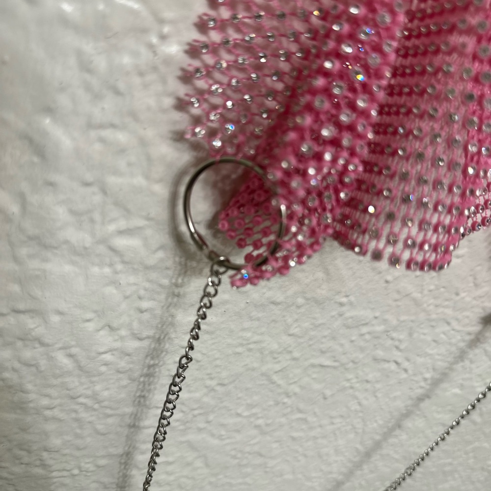 Pink Rhinestone Chain Halter Top - Picture 4 of 10